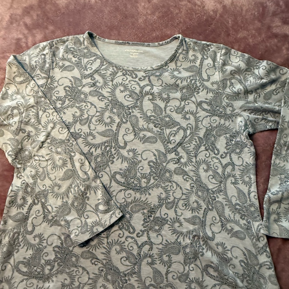 Croft & Barrow Silver Paisley Blouse